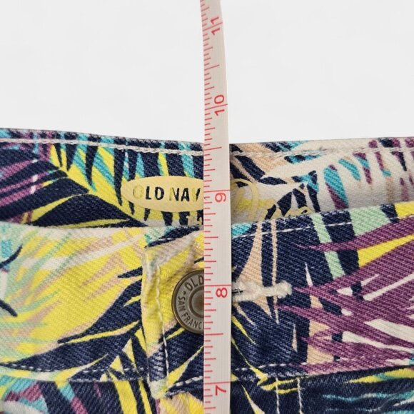 Old Navy Women's The Diva Tropical Palm Print Cut Off Shorts Multicolor y2k 8 - Picture 10 of 11